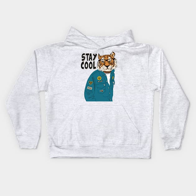 Stay cool Tiger Kids Hoodie by D3monic